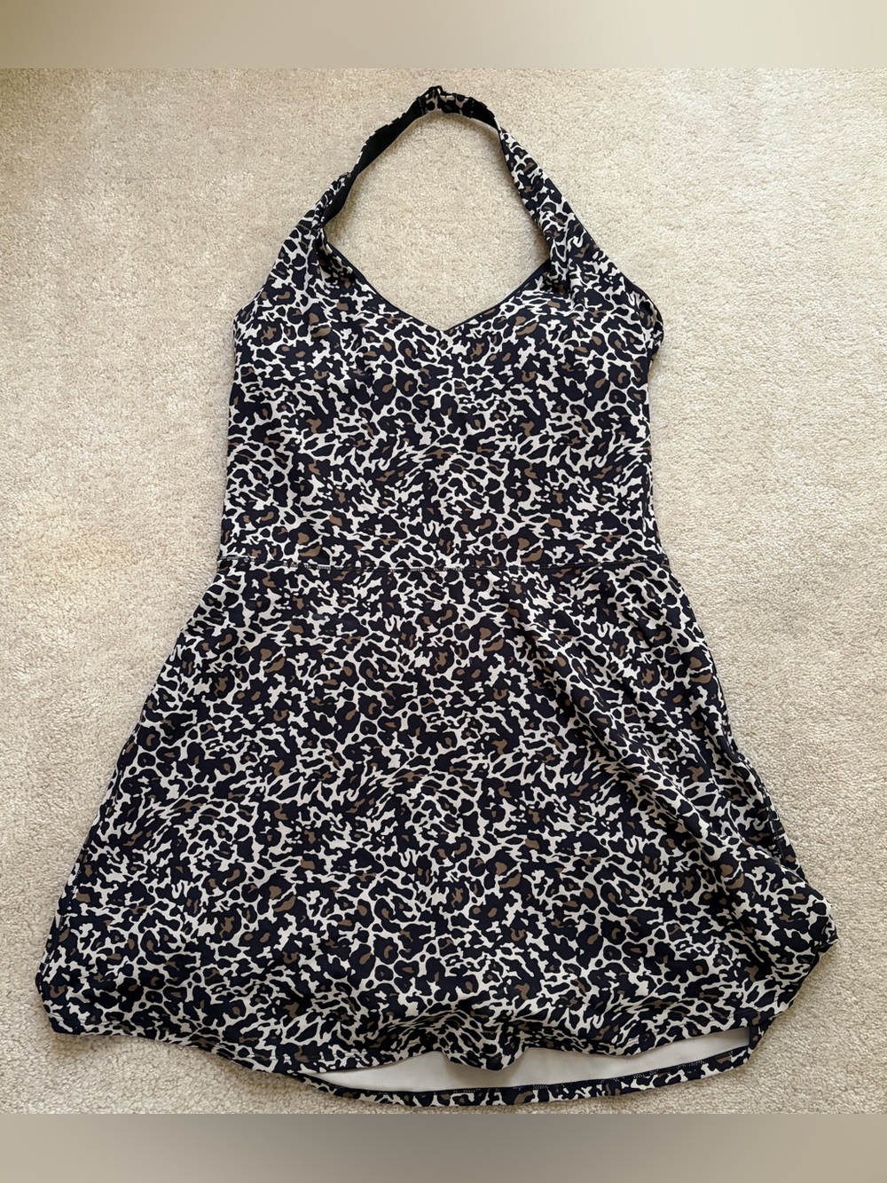 Fabletics Leopard Print Halter Dress w/ built in shorts